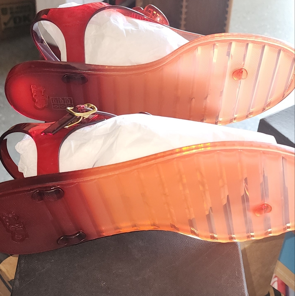 COACH Womens Tea Rose Split Toe Casual Sport Jelly Sandals 7B - Picture 5 of 5